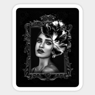 Dark black and white Ladies Fine Art Home Decor Wall Art Digital Prints Artwork Illustration Fine Sticker